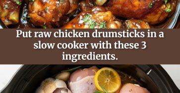 Put raw chicken drumsticks in a slow cooker with these 3 ingredients.