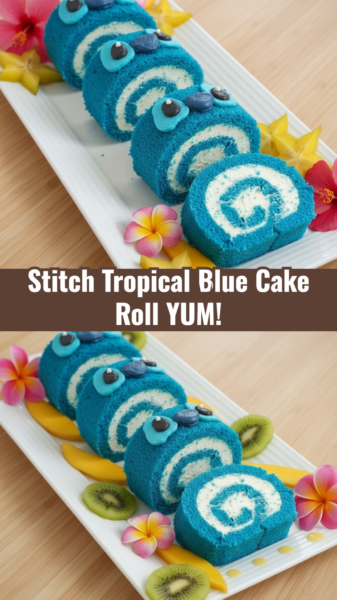 Easy Cute Tropical Blue Cake Roll Party
