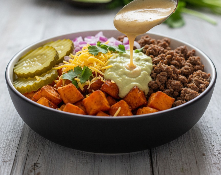 On The Go Dinners Burger Bowls serving